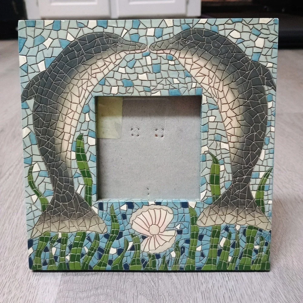 Dolphin Mosaic Look Picture Frame 3 X 3 Inch Picture